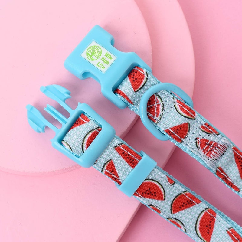 Mile High Life | Girl Dog Collars | Cute Bowtie Dog Collar | Soft Poly Cotton Fabric Collars for Small Dogs | Flower & Fruit Pattern(Watermelon, Collar & Bowtie-XS) - Image 3